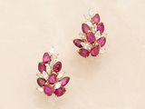 pair of ruby and diamond ear clips
