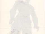 a drawing of a man in a snow suit on a snowboard