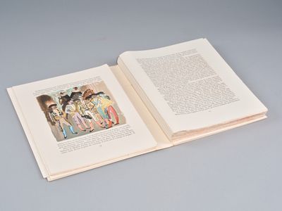 an open book with a picture of a group of people on it
