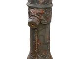 a fire hydrant that is sitting on a white surface
