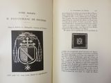 an open book with a picture of a coat of arms on it