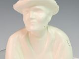 statue d'un homme coiffé d'un chapeau, posée sur une surface lisse