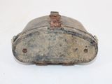 an old suitcase sitting on a table with a white background