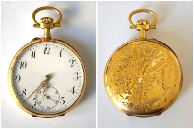 Montre de gousset or jaune (750m) cadran chiffres arabes, ma…