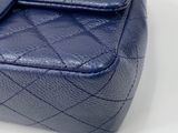 chanel blue quilted leather box clutch bag with chain strap