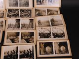 several old black and white photographs of people and buildings