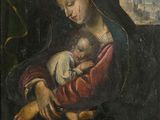 une image d'une peinture représentant une femme tenant un bébé