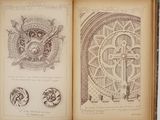 an open book with a drawing of a clock on it