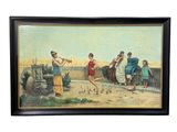 tableau représentant un groupe de personnes jouant au croquet