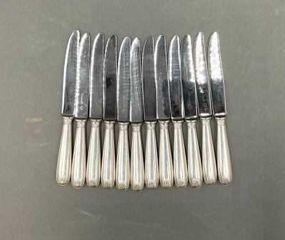 six couteaux sont alignés sur une table