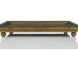 an image of a small wooden tray on a white surface