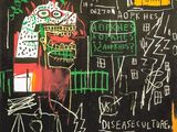 tableau représentant un homme coiffé d'une couronne et une inscription sur le mur