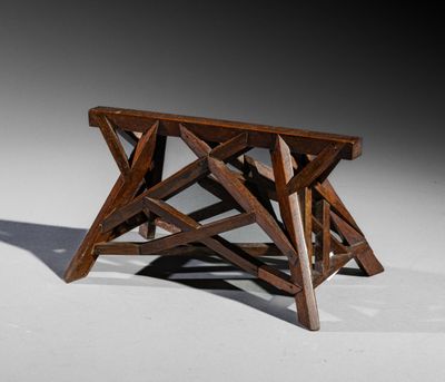 an image of a wooden table with a wooden structure on it