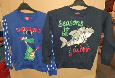 two sweaters that are on display in a store
