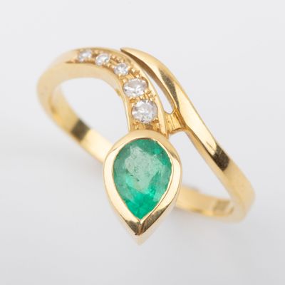 Bague Serpent, émeraude, diamants taille 8/8, monture or 18K…