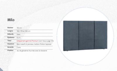 Tête de lit dosseret MILO nubuck camel 150x110 TORO 94 - Pro…