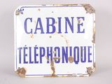 a blue and white sign that says cabin telephoneique