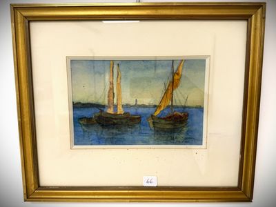 a picture of a painting of a sailboat in the water