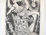 drawing of a black and white drawing of a woman sitting on a chair