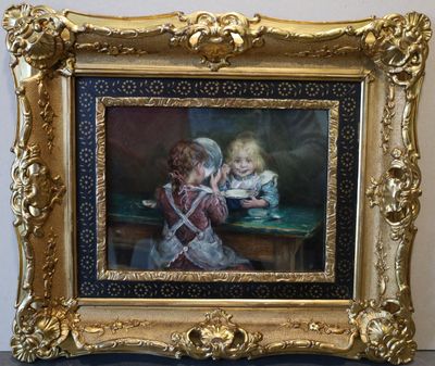 Otto PILTZ (1846-1916) Fillettes à la soupe