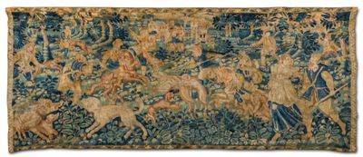 une image représentant une tapisserie sur laquelle figure un homme à cheval