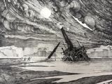 un dessin représentant un bateau en train de couler dans l'eau