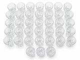 a lot of clear plastic cups on a white surface