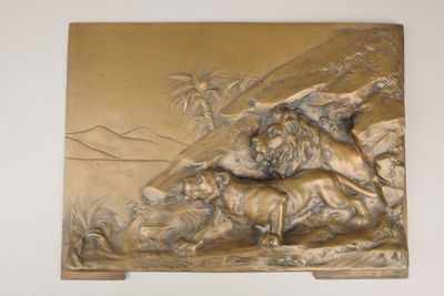 Ecole du début du XXème siècle. Lion et lionne
