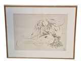 dessin représentant une femme aux cheveux longs allongée sur le ventre