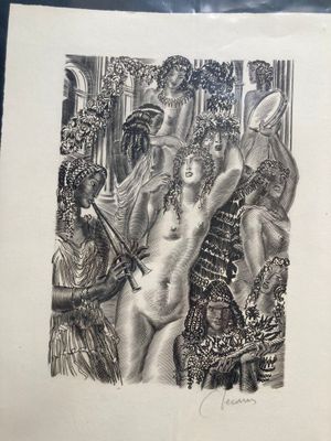 un dessin représentant une femme nue tenant une horloge à la main
