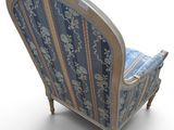 an image of a blue and white chair on a white surface