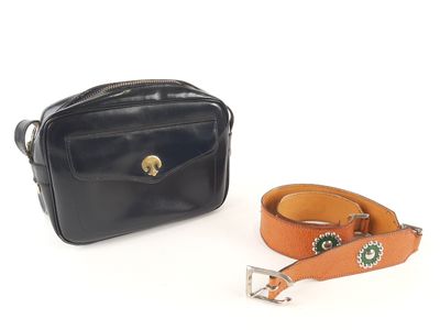 Laffargue sac à main bandoulière en cuir box bleu marine ave…