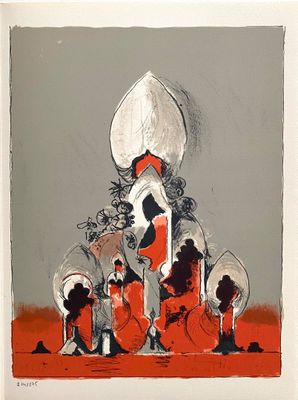 une image représentant un tableau d'un prêtre entouré d'un groupe de chats