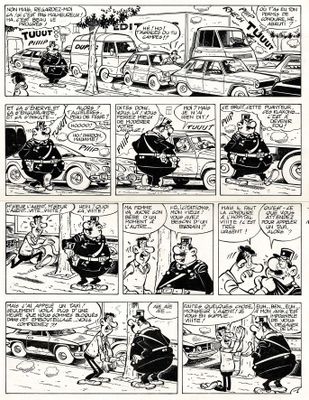 a black and white comic strip with a cartoon of a man on a motorcycle
