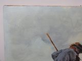 a painting of a man holding a baseball bat