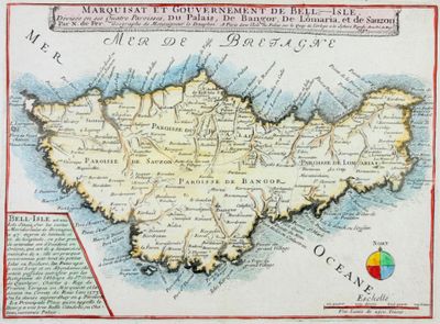 an old map of the island of guernsey in the middle of the 18th century