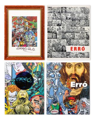 Gudmundur ERRO (né en 1932) Lot de trois livres et une carte…