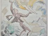 une image représentant une aquarelle d'un homme volant dans les airs