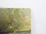 a painting of a river in the woods on the wall