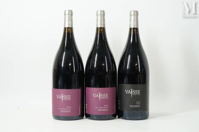 trois bouteilles de vin sont alignées sur une surface blanche