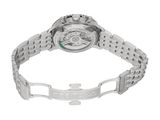 a close up of a watch on a bracelet on a white background