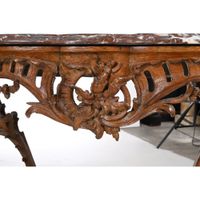 CONSOLE LOUIS XV en chêne patiné de forme mouvementée. (photo 5)