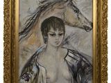 an image of a painting of a woman and a horse