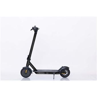 an image of a black electric scooter on a white background