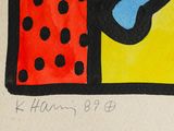 drawing of a painting of a woman with a polka dot dress