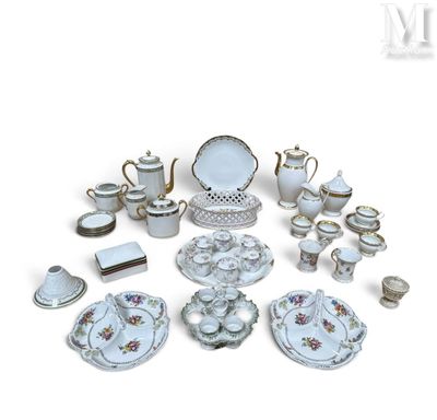 many different types of porcelain dishes and plates