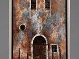 an image of a painting of a building with a door and windows