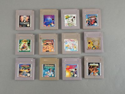 a lot of nintendo games on the table