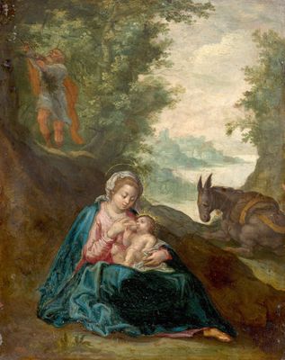une image d'une peinture représentant une femme tenant un bébé