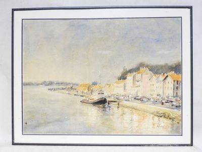 École du XXe siècle. Le chalutier au port. - Photo 1